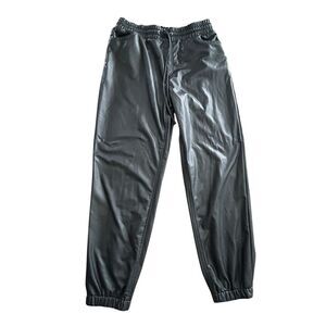 Express Jogger 90s Vibe Black Faux Leather High Rise Drawstring Womens‎ M Chic